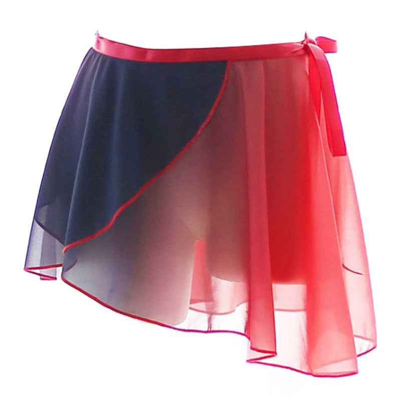 Womens Lace-up Ballet Mini Skirts Gradient Chiffon Wrap Skirt Ballet Dance Training Gymnastics Performance Asymmetric Miniskirt