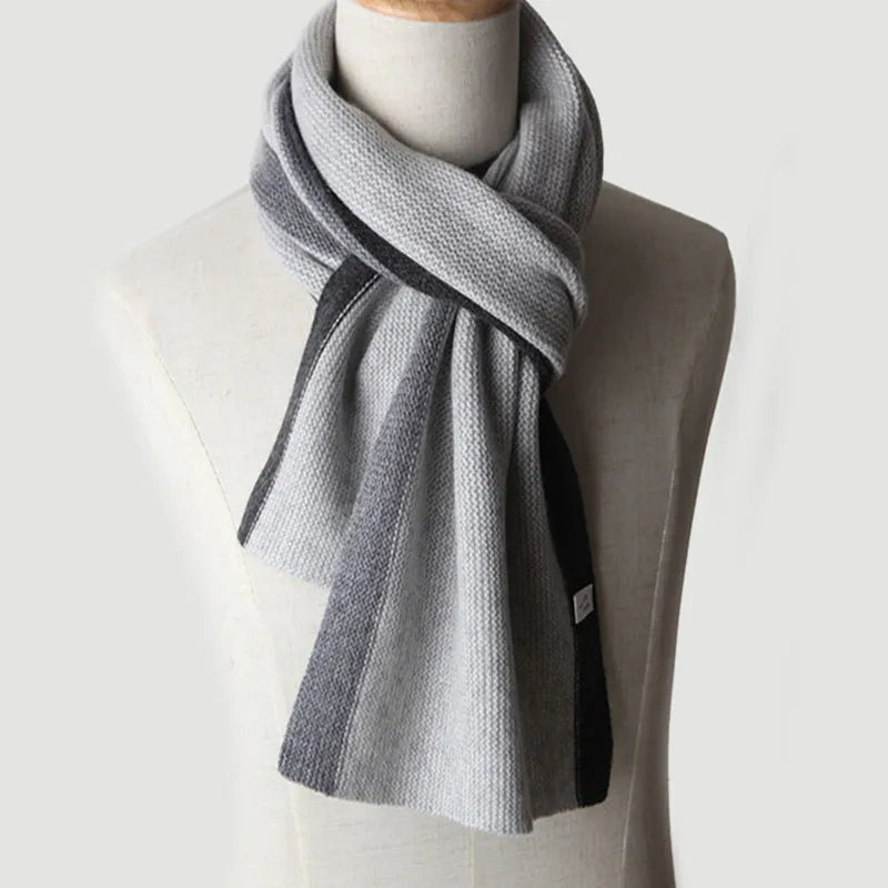 Winter Knitted Cashmere Scarf Men Luxury Wool Thick Warm Wrap For Male Scarf Neck