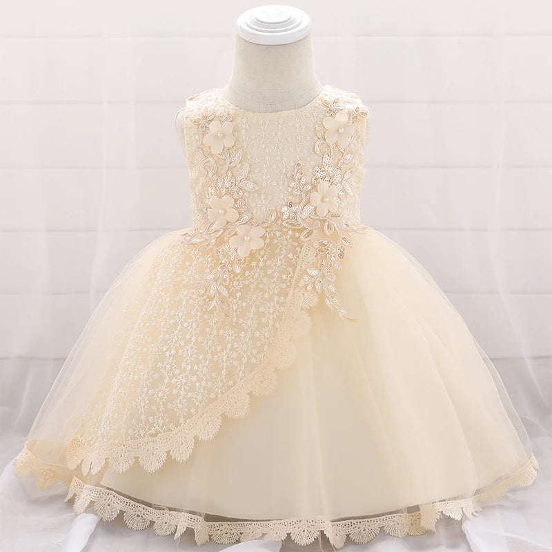 Christmas Celebration Christening First Birthday Dress Baby Girl Party Flower Toddler Infant Princess Clothes