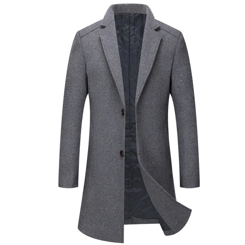 Woolen Coats For Men Solid Colour Jackets Wool Fitness Long Cotton Trench Soft