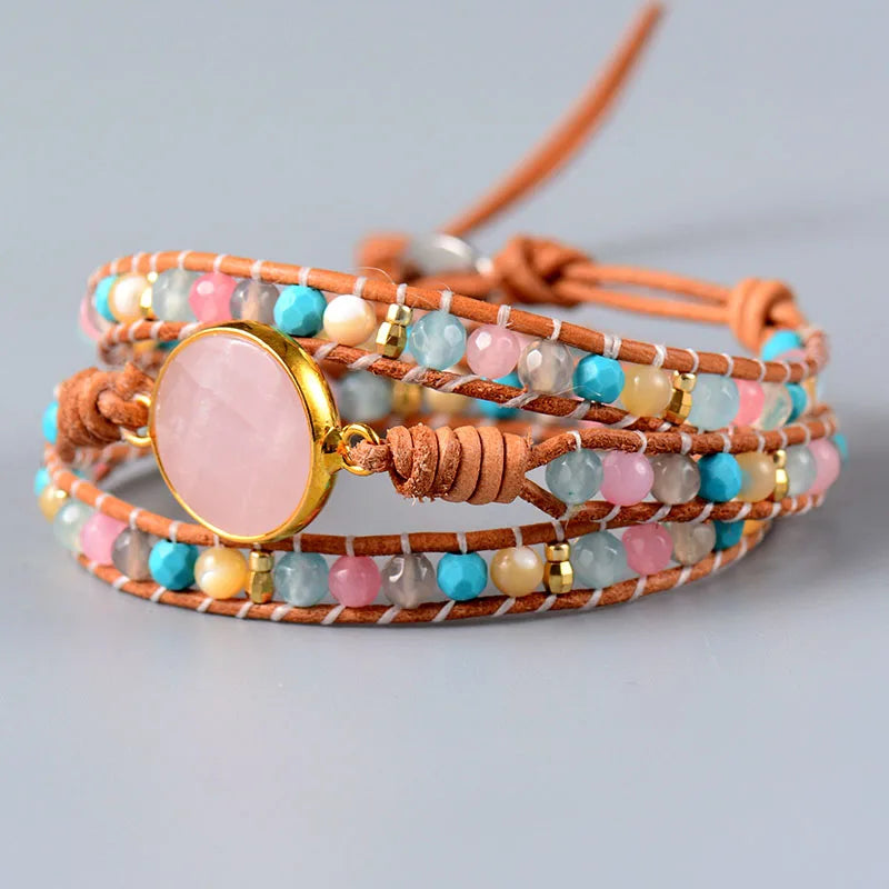 Leather Wrap Bracelets Strands Women Jewelry Free Shipping