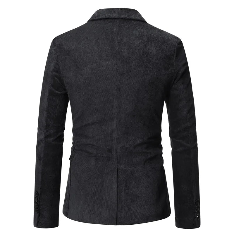 Men's Corduroy Casual Business Suit Coat Male Dress Blazers Jacket