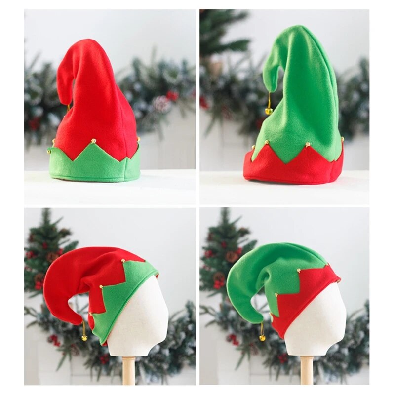 Plush Made with Metal Bell Decoration for Christmas Santa's Helper Hats Caps in Strongly Contrast