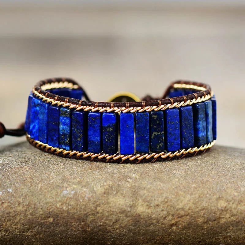 Latest Leather Wrap Bracelets Jaspers Lapis Chain Cuff Bangles Bracelets Bohemian Punk Jewelry