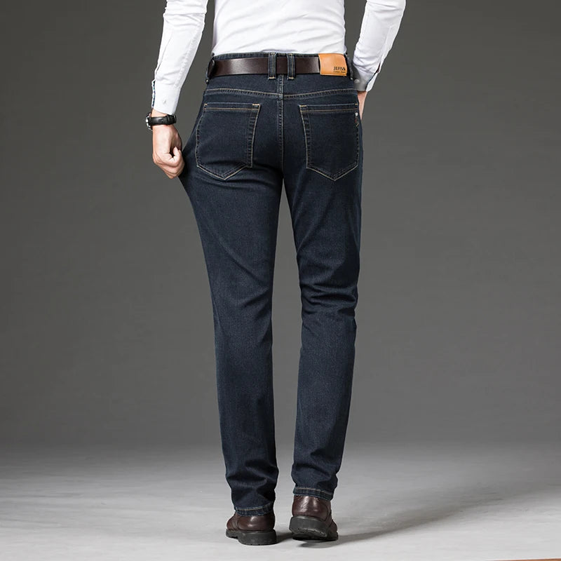 Men Autumn Classic Jeans Elastic Men Stretch-fit Thin Jeans Casual