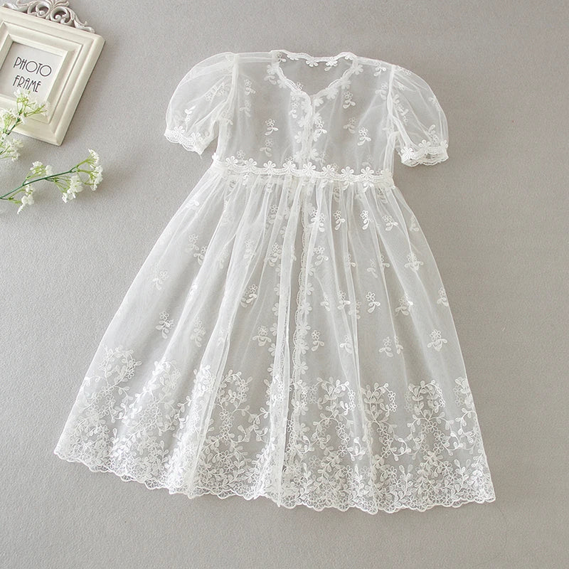 Summer Baby Girl Dress White Lace Infant Party Wedding Princess Dress