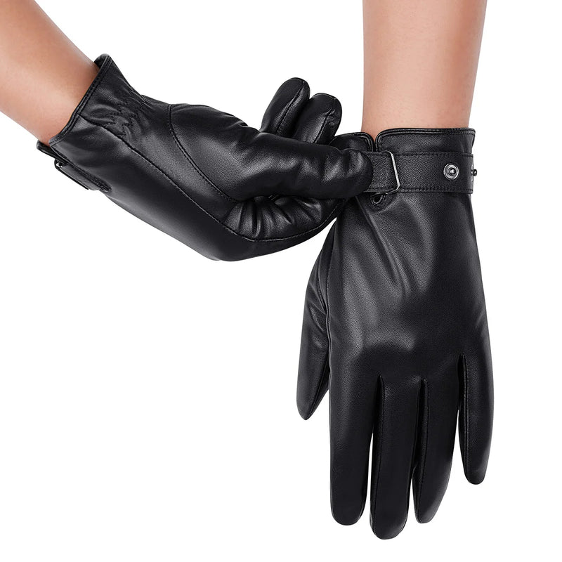 Men's Gloves Short Style Black Genuine Leather Gloves Winter Autumn Windproof and Warm