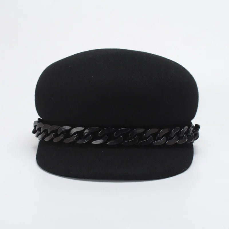 Wool Winter Hat Warm Wool Hat Women Chain Caps Hat Female