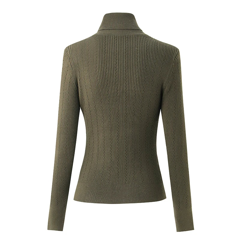 Wool Blend Luxury Turtleneck Women's Sweater Warm Winter Shoulder Casual Knitted Tops