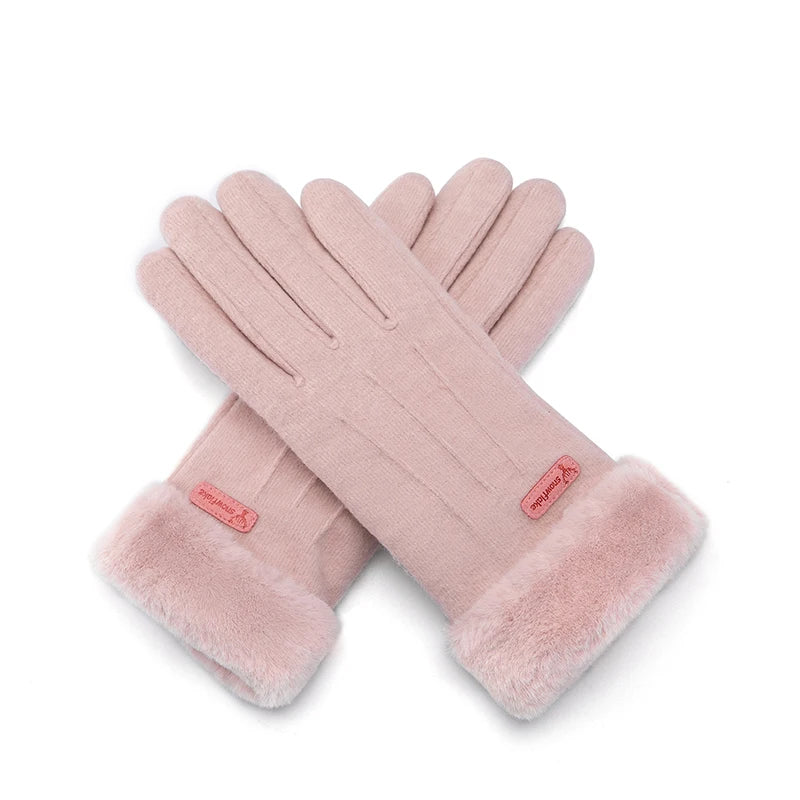 Winter Warm Women's Wool Gloves Touch Screen Thicken Windproof Mittens for Women Full Finger Gloves