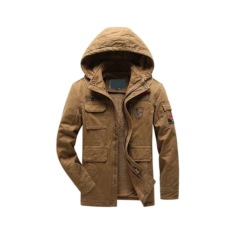 Men's washed cotton coat autumn and winter leisure long and long warm cotton coat men's jacket comfortable