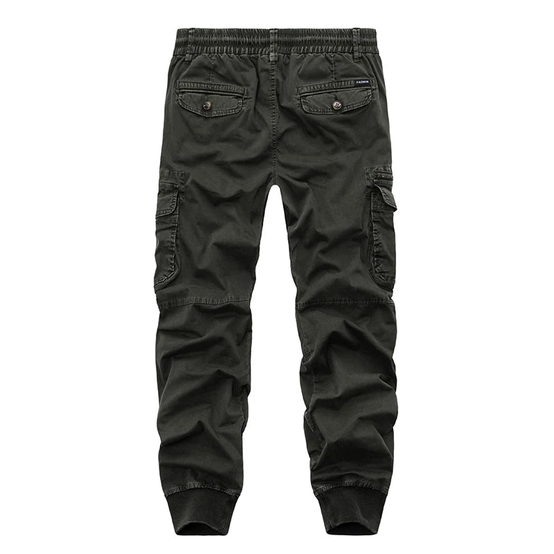 Casual Joggers Solid Pants Men Cotton  Elastic Trousers Military Style Army Cargo Pants