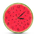 Summer Time Watermelon Modern Wall Clock Wall Art Decor Fruit Style Silent Quartz Round Wall Clock