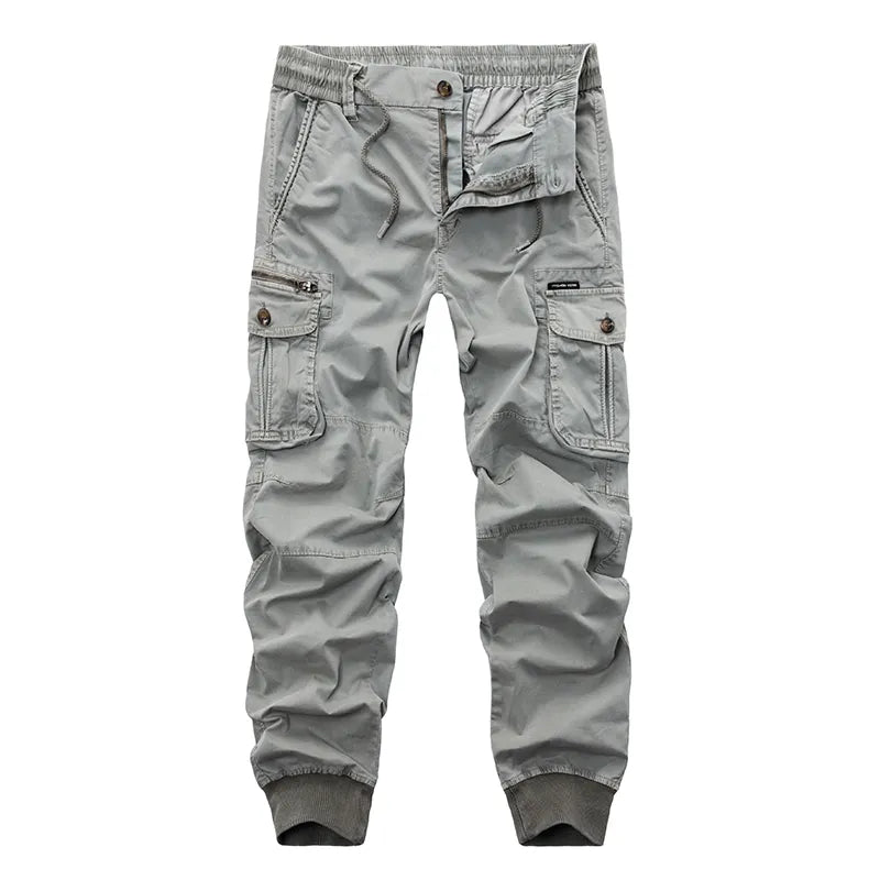 Casual Joggers Solid Pants Men Cotton  Elastic Trousers Military Style Army Cargo Pants