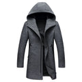 Winter men's wool coat Long trench coat Clothing Top hooded woolen coat men