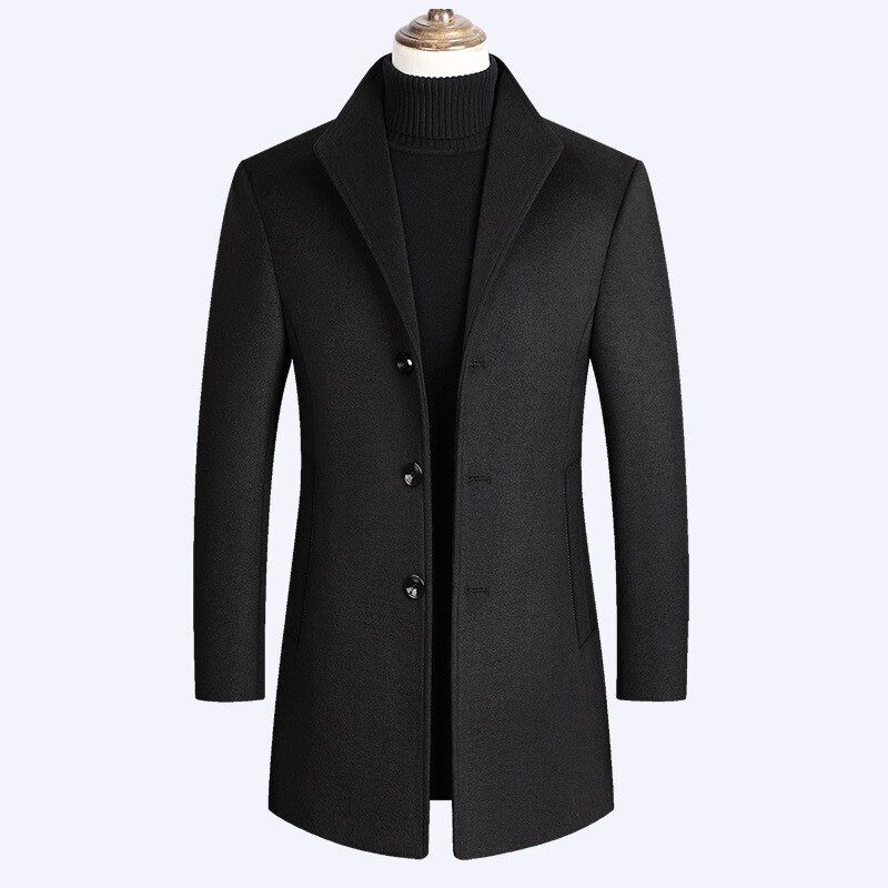 Men Wool Blends Coats Autumn Winter Solid Men Wool Jacket Smart Casual Male Turn Down Collar Coats Clothing