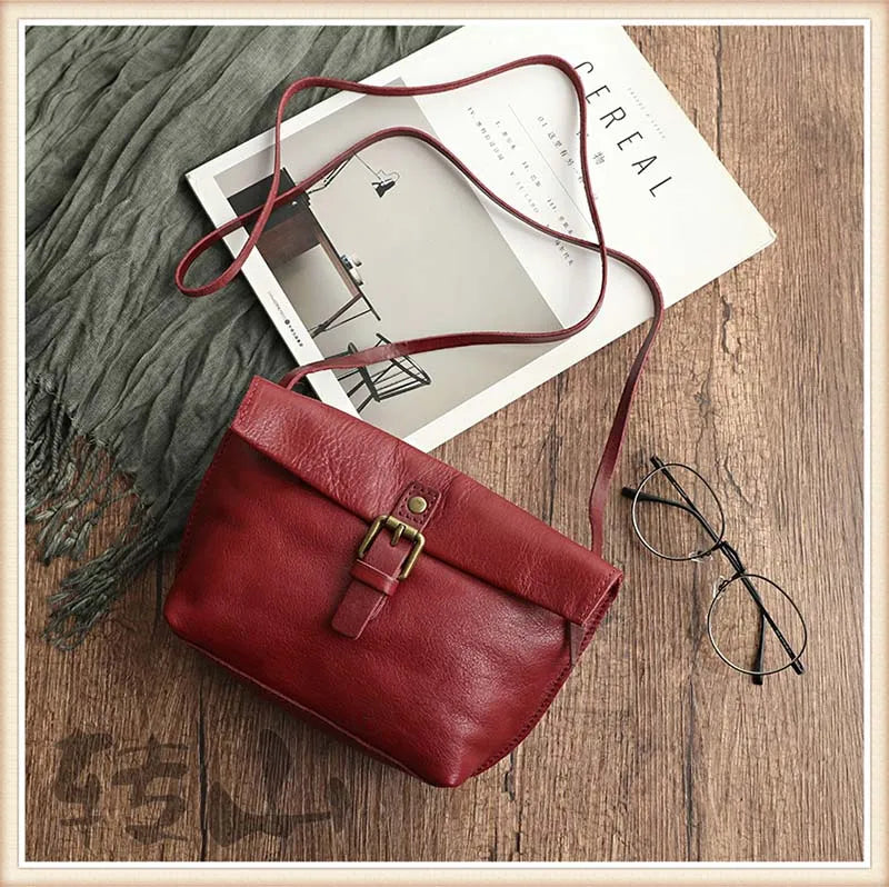 Vintage Genuine Leather Women Bags Lady Shoulder Bag Girls Female Soft Leather Crossbody Bag