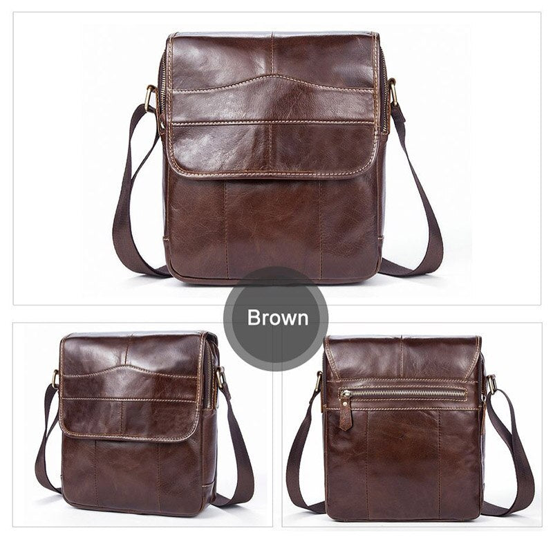 Men Crossbody Bags Male Casual Retro Shoulder Bag Multi-pockets Pack High Quality Genuine Leather Bags Purse