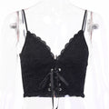 Goth Dark Vintage Bandage Gothic Cropped Top Hollow Out Knitted Autumn Camisole Aesthetic Eyelet Grunge Punk Sexy