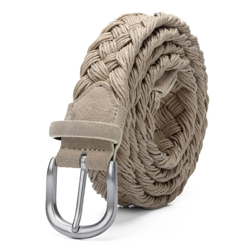 Belt With Rope Knitted Without Holes Cotton Weave Blue Belts Handwork Belts