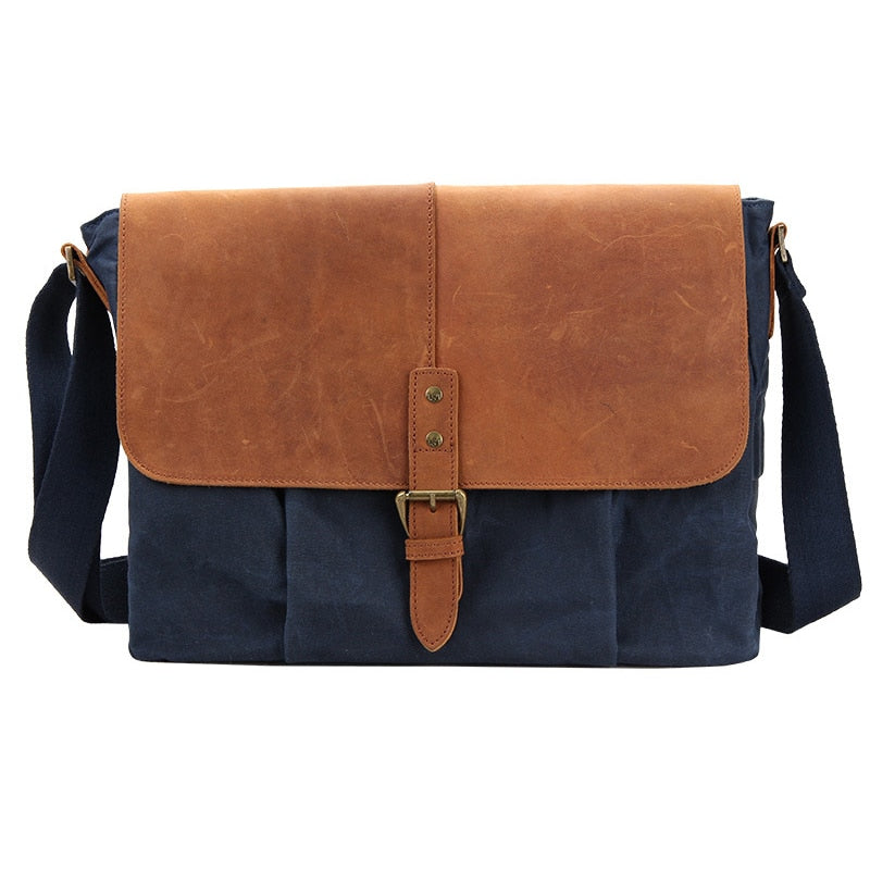 Men Canvas Leather Messenger Bag Male Casual Vintage Shoulder Bags Waterproof Crossbody Bags High Quality Travel Bag