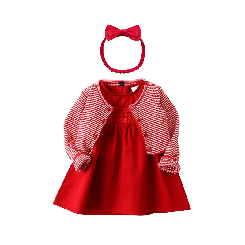 Spring autumn Long Sleeve Baby Girls Dress For Girl Christening Birthday Party Toddler