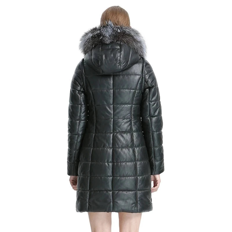 Winter Women Jacket Real Fur Coat Leather Jacket  Natural Fox Fur Warm Coat Detachable Jacket Female Casual Leather