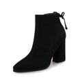 Block heel women Boots Winter short plush insole Flock ankle boots for woman