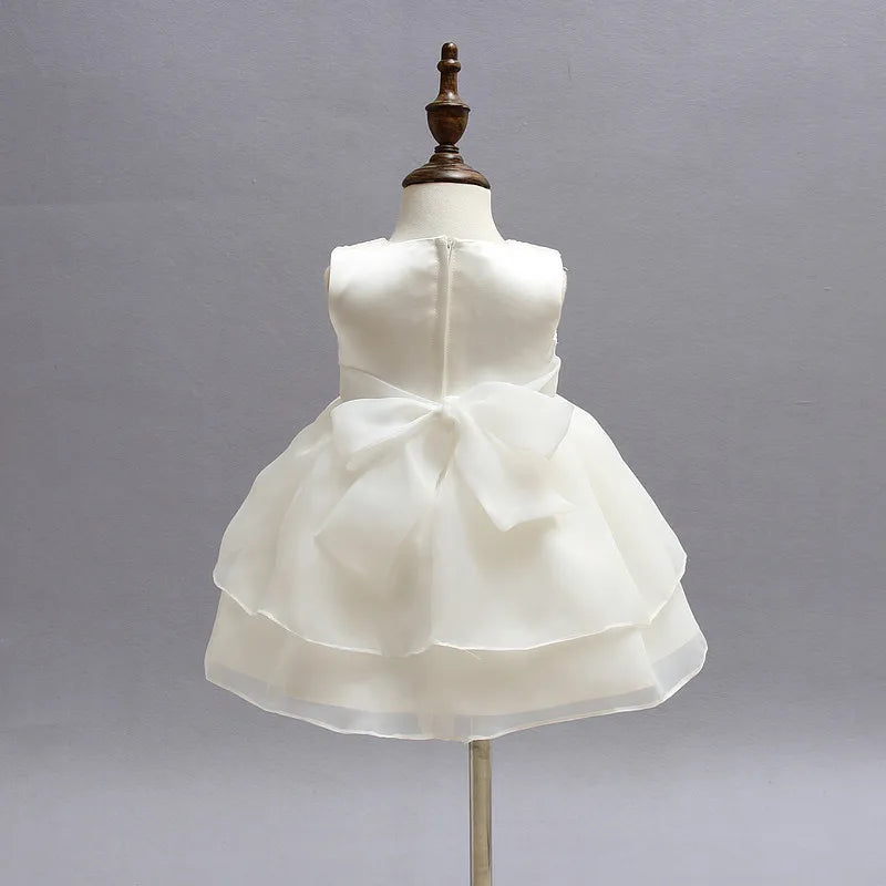 flower baby girl dress beige satin belt baby dresses girl clothing for birthday christening