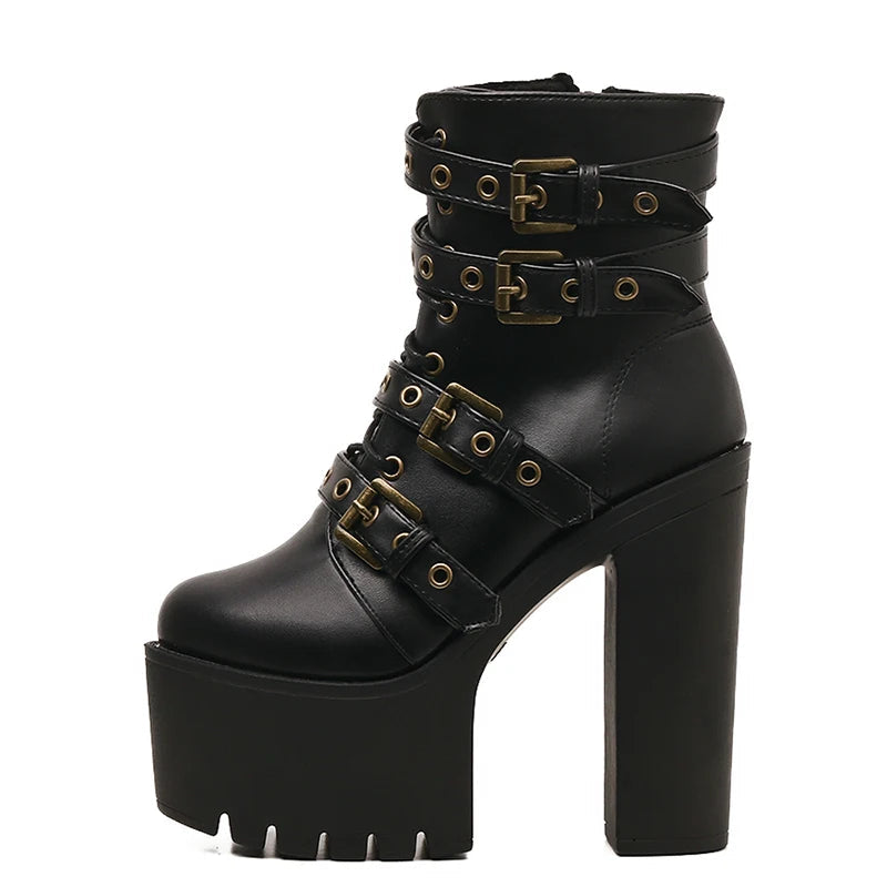 Black Ankle Boots Women Platform Soft Leather Autumn Winter Ladies Boots With Zipper Shoes