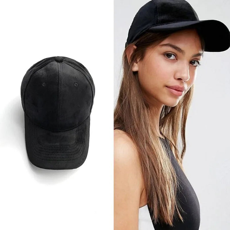 Velvet Snapback Baseball Cap Winter Autumn Flat Hat Bone cap