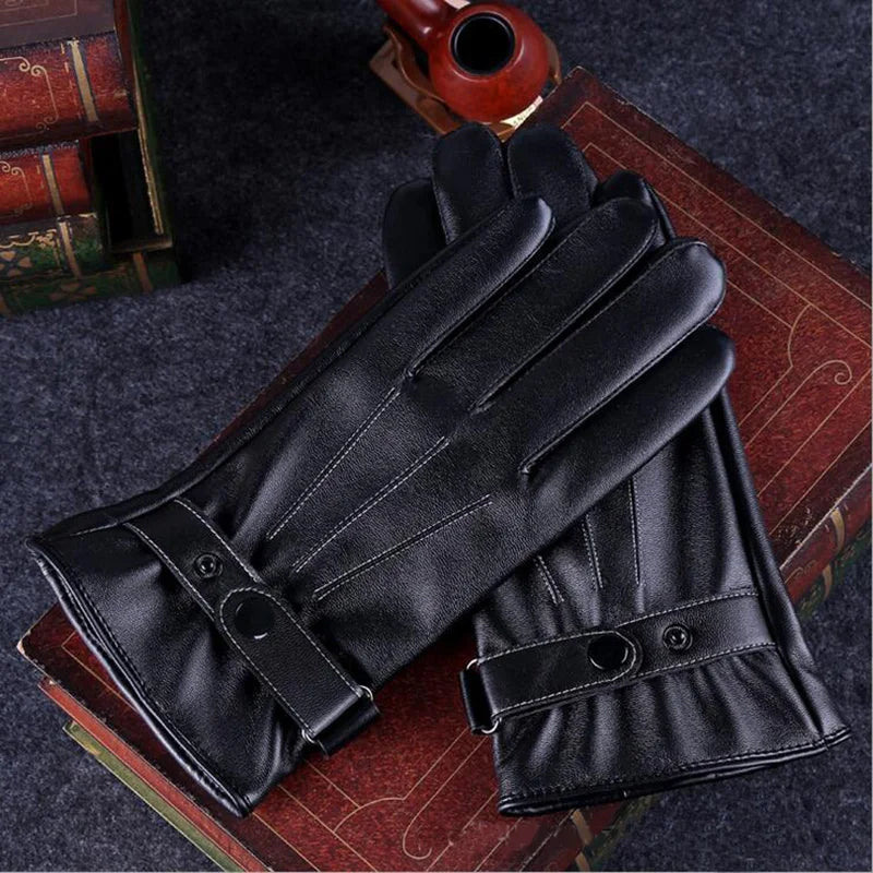 Mens mittens Warm Leather Male Winter Gloves Super Driving Waterproof Men Black