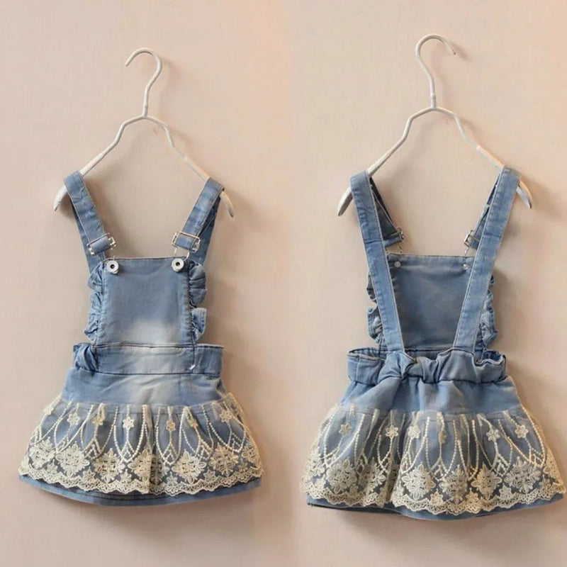 Summer Baby Girls Clothing Kids Overalls Lace Denim Suspender Bib Skirts Cute Toddler Straps Skirt Clothes