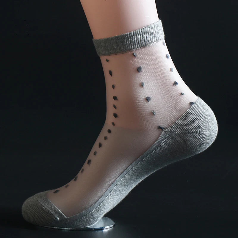 Men's Big Tall Dress Socks Summer Solid Ice Silk Dots Tube Cool Socks Male Thin Breathable