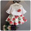 children wear summer female baby hollow horn sleeve blouse flower skirt