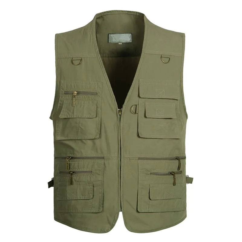 Spring Autumn Men Big Large Size Multi Pockets Photography Cameraman Director Tactical Vests Outdoor Fishing Hunting Waistcoat