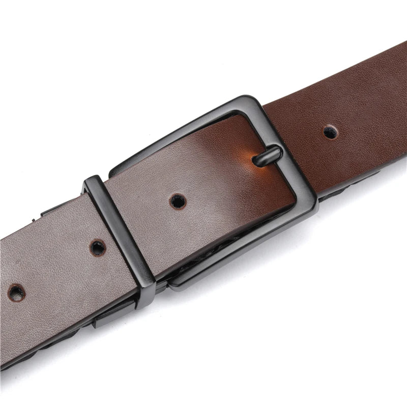 Belts Men Reversible Knitted Leather Belt Male Germany Bonded Leather Braided Strap