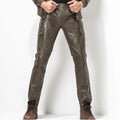 Men Leather Pant Biker Pants Motorcycle Punk Rock Pants man classic pocket leather pants leather trousers