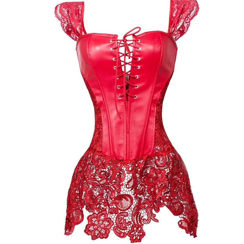 Women Lace Burlesque Steampunk Corset Dress Waist Gothic Bustier