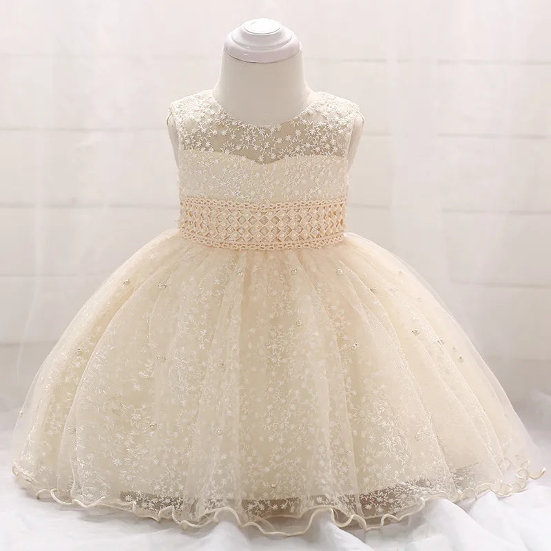 Baby Girl Party Dresses Baby Baptism Dress For Girls Birthday Princess Clothes Beading Infant Wedding Dress