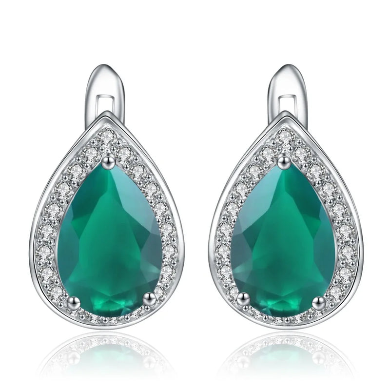 Natural Green Agate Water Drop Gemstone Earrings 925 Sterling Silver Classic Stud Earrings for Women Fine Jewelry