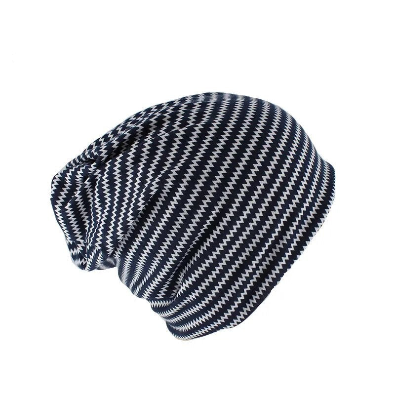 Beanies Women Striped Skullies Spring Autumn Warm Hat Scarf Two Used Casual Bonnet Hip Hop Hats