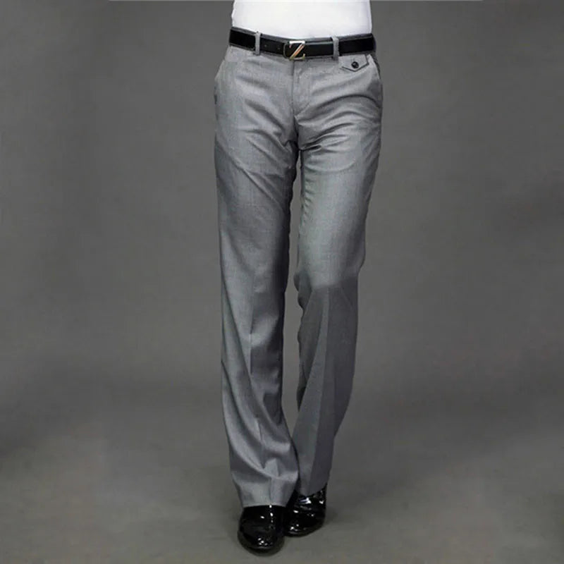 Micro horn trousers Male Straight wide leg Suit pants British Casual Men Men's trousers