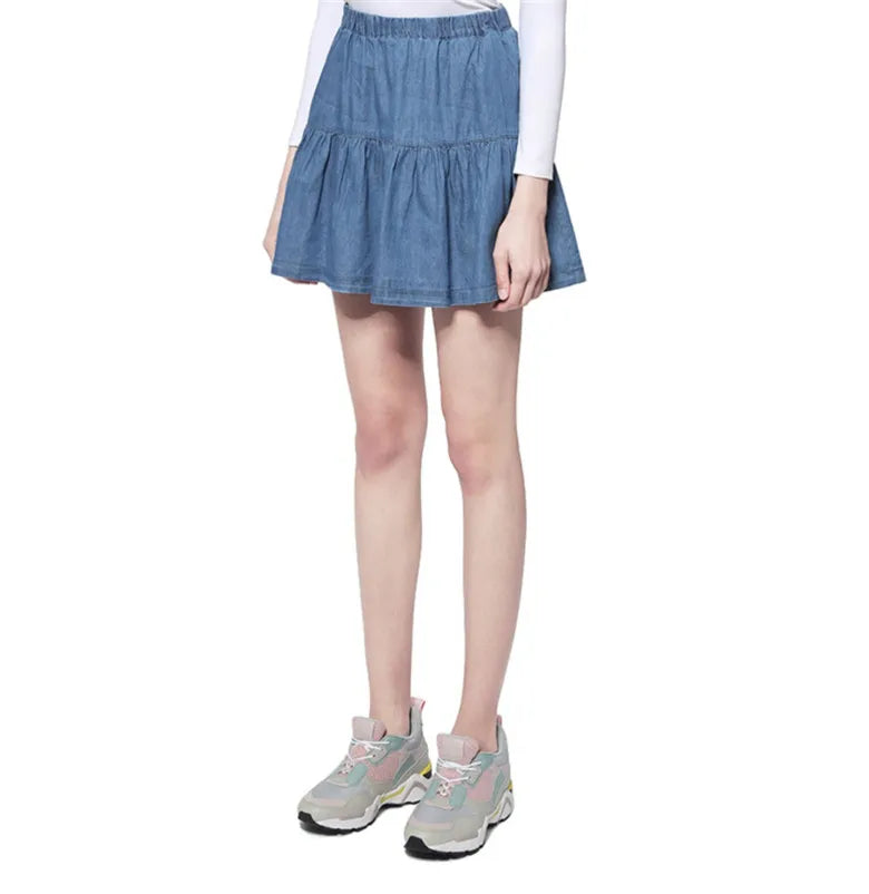 Denim ruffled skirt comfortable brand girl mini jeans skirts