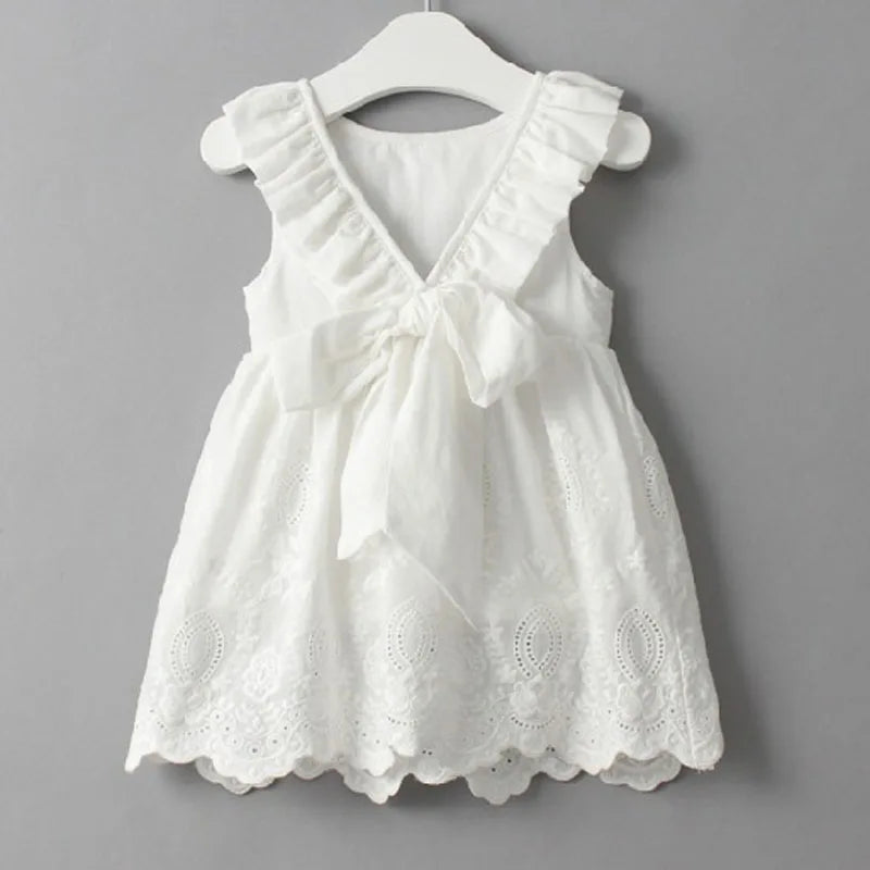 Summer Children Clothes Kids Casual White Baby Girl Backless Dresses