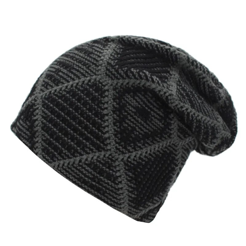 Skullies Beanies Knitted Hat Men Women Winter Hats For Men Male Warm Baggy Thick Bonnet Mask Plaid Beanie Hat Cap