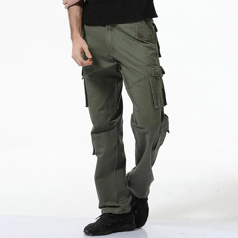 Men Cargo Pants Loose Fit Multi Pocket Cotton Causal Cargo Pants Full Length