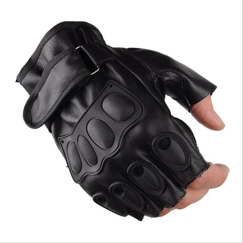 Men Leather Half Finger Outdoor Sports Cycling Sheepskin Tactical Gloves Dumbbell Weight Lifting Gym Gloves