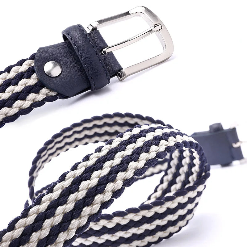 Men Woven Elastic Belts Wide Stretch Fabric Straps Knitted Belts For Men