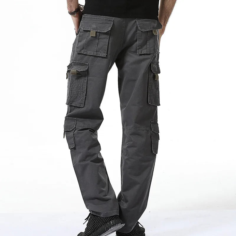 Men Cargo Pants Loose Fit Multi Pocket Cotton Causal Cargo Pants Full Length